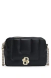 Hugo Boss Quilted Crossbody Bag With Double B Monogram Hardware In Black