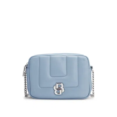 Hugo Boss Quilted Crossbody Bag With Double B Monogram Hardware In Blue