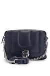 Hugo Boss Quilted Crossbody Bag With Double B Monogram Hardware In Dark Blue