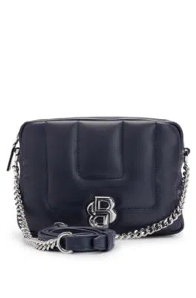 Hugo Boss Quilted Crossbody Bag With Double B Monogram Hardware In Dark Blue