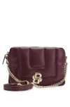 Hugo Boss Quilted Crossbody Bag With Double B Monogram Hardware In Dark Red