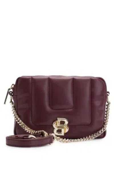 Hugo Boss Quilted Crossbody Bag With Double B Monogram Hardware In Dark Red