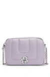 Hugo Boss Quilted Crossbody Bag With Double B Monogram Hardware In Light Purple