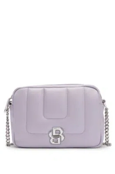Hugo Boss Quilted Crossbody Bag With Double B Monogram Hardware In Light Purple