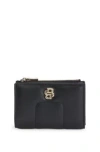 Hugo Boss Quilted Faux-leather Wallet With Double B Monogram In Black