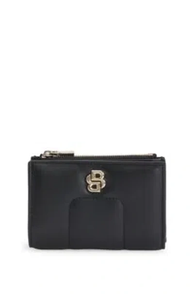 Hugo Boss Quilted Faux-leather Wallet With Double B Monogram In Black