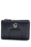 Hugo Boss Quilted Faux-leather Wallet With Double B Monogram In Dark Blue