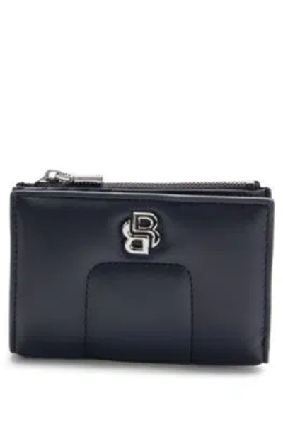 Hugo Boss Quilted Faux-leather Wallet With Double B Monogram In Dark Blue