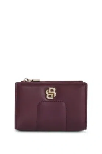 Hugo Boss Quilted Faux-leather Wallet With Double B Monogram In Dark Red