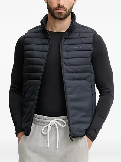 Hugo Boss Quilted Gilet In Blue