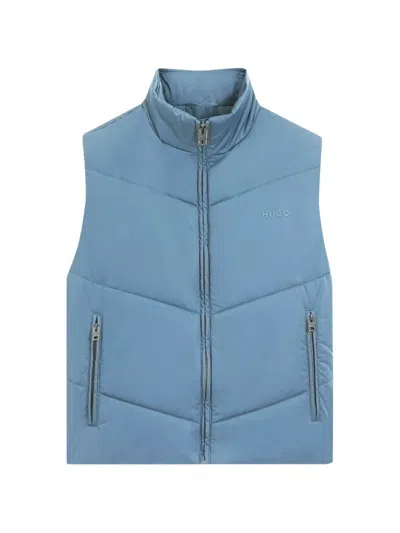 Hugo Boss Quilted High-neck Gilet In Blue