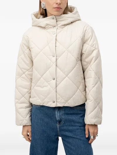 Hugo Boss Quilted Hooded Jacket In Neutral