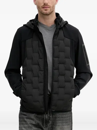 Hugo Boss Quilted Hooded Jacket In Black