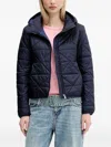 Hugo Boss Quilted Hooded Jacket In Blue