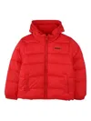 Hugo Boss Quilted Hooded Jacket In Red