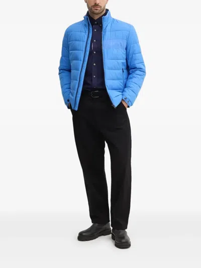 Hugo Boss Quilted Logo Jacket In Blue
