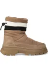 Hugo Boss Quilted-panel Boots In Brown