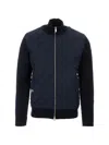 Hugo Boss Quilted Panel Zip-up Jacket In Blue