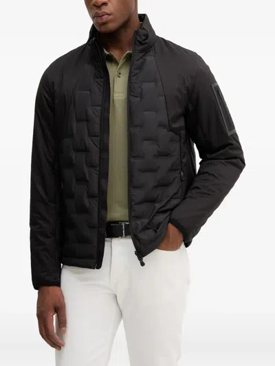Hugo Boss Quilted Panelled Jacket In Black
