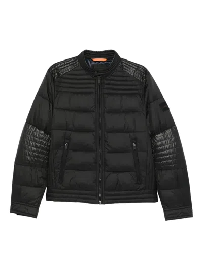 Hugo Boss Quilted Panelled Jacket In Black