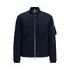 Hugo Boss Quilted Regular-fit Jacket With Branded Sleeve Pocket In Blue