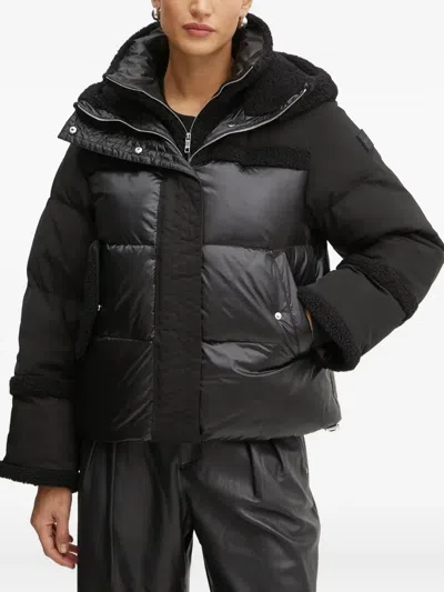 Hugo Boss Quilted Shearling-trimmed Jacket In Black