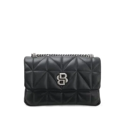 Hugo Boss Quilted Shoulder Bag With Double B Monogram In Black