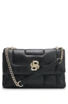 Hugo Boss Quilted Shoulder Bag With Double B Monogram Hardware In Black