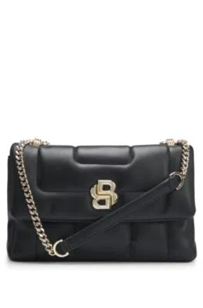 Hugo Boss Quilted Shoulder Bag With Double B Monogram Hardware In Black