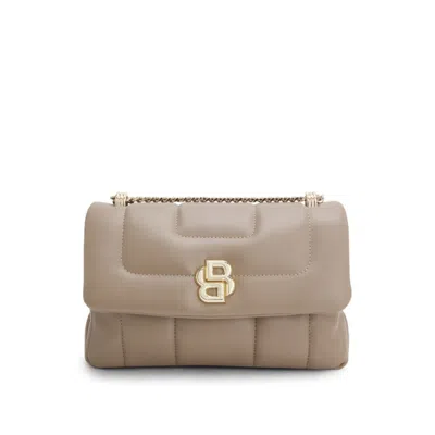 Hugo Boss Quilted Shoulder Bag With Double B Monogram Hardware In Brown