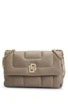 Hugo Boss Quilted Shoulder Bag With Double B Monogram Hardware In Neutral