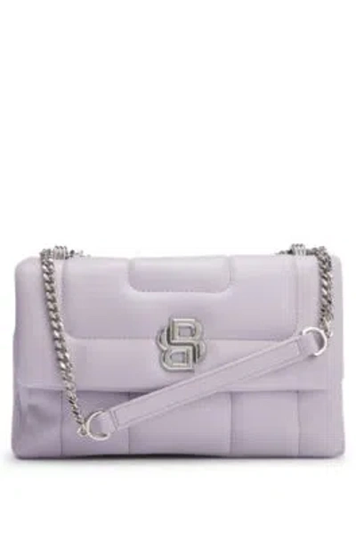 Hugo Boss Quilted Shoulder Bag With Double B Monogram Hardware In Light Purple