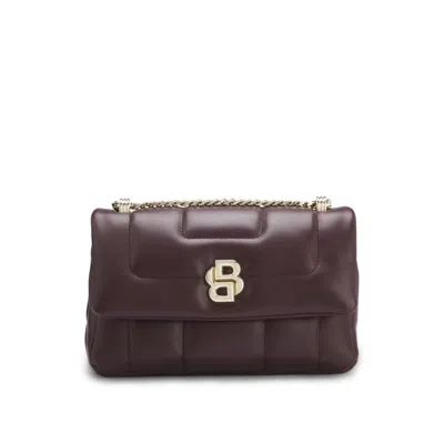 Hugo Boss Quilted Shoulder Bag With Double B Monogram Hardware In Purple