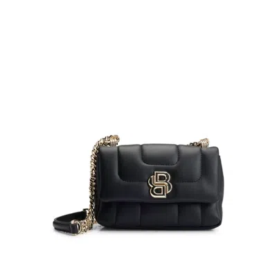 Hugo Boss Quilted Shoulder Bag With Double B Monogram Trim In Black