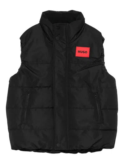 Hugo Boss Kids' Quilted Zip-up Gilet In Black