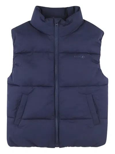 Hugo Boss Kids' Quilted Zip-up Vest In Blue
