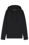 Hugo Boss Mens Dark Blue Branded Pouch-pocket Stretch-jersey Hoody Xl In Black