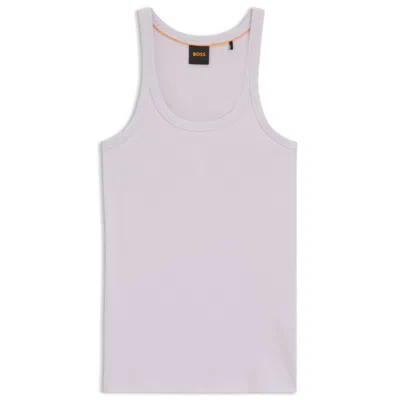 Hugo Boss Racer-back Tank Top In Stretch Cotton In Purple