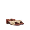 Hugo Boss Raffia Mules With Leather Trims In Beige