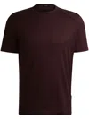 Hugo Boss Cotton-ripstop Regular-fit T-shirt With Plain Trims In Burgundy