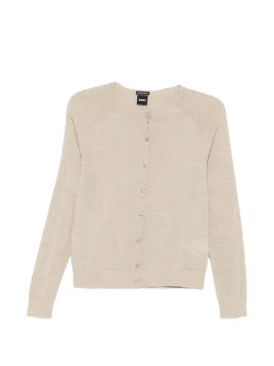 Hugo Boss Raglan-sleeve Cardigan In Neutral