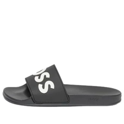 Hugo Boss Raised Italian Made Slides 'black White'