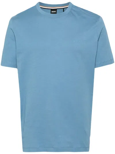 Hugo Boss Raised-logo Cotton T-shirt In Blue