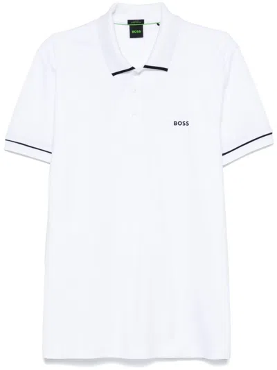 Hugo Boss Raised-logo Polo Shirt In White