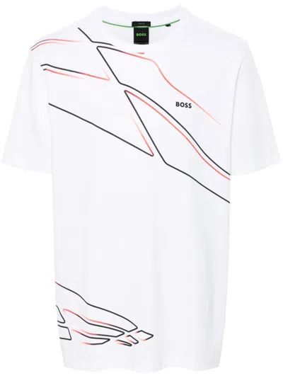 Hugo Boss Logo-print Short-sleeve Polo Shirt In White