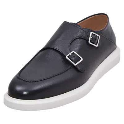 Pre-owned Hugo Boss Randy_monk_buvpcl Men's Loafer Leather Monk Shoes In Black