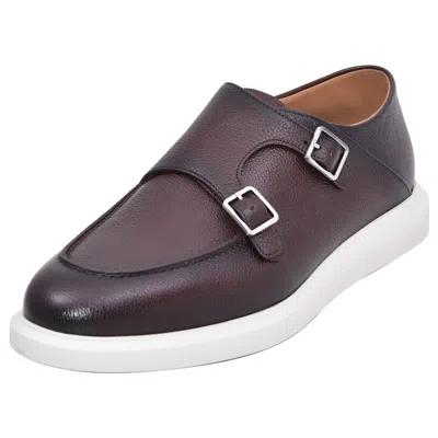 Pre-owned Hugo Boss Randy_monk_buvpcl Men's Loafer Leather Monk Shoes In Brown