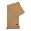 Hugo Boss Raschel-knit Scarf In Merino Wool In Beige