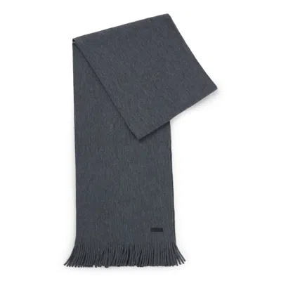 Hugo Boss Raschel-knit Scarf In Merino Wool In Grey