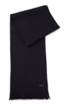 Hugo Boss Raschel-knit Scarf In Wool In Dark Blue